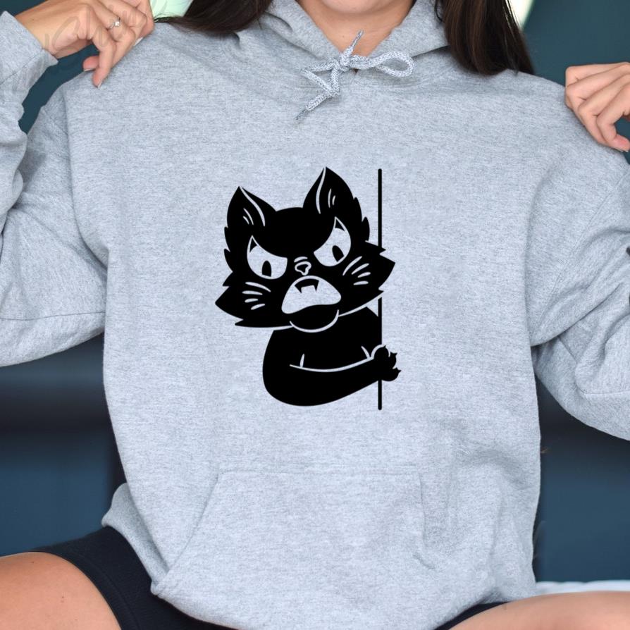 Angry Cat Peeking Design Hoodie