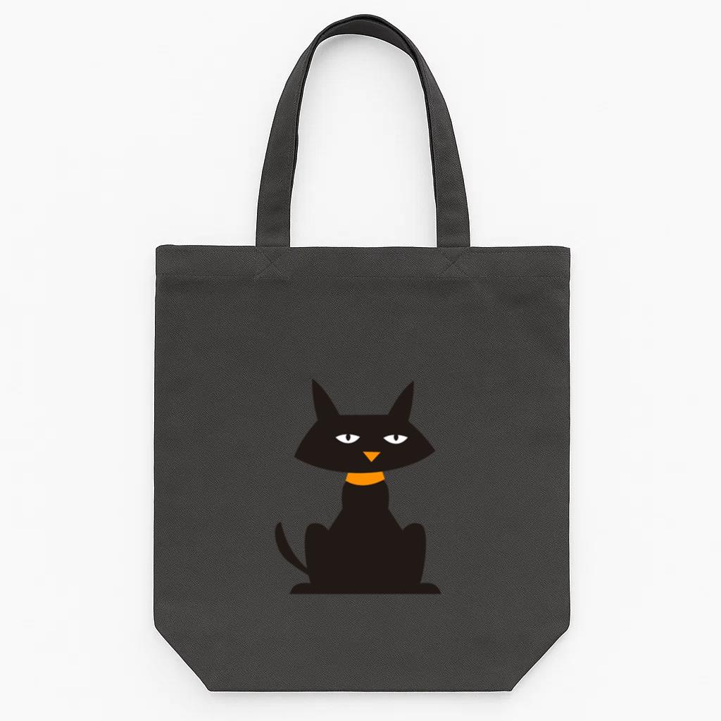 Black Cartoon Cat Tote Canvas Bag