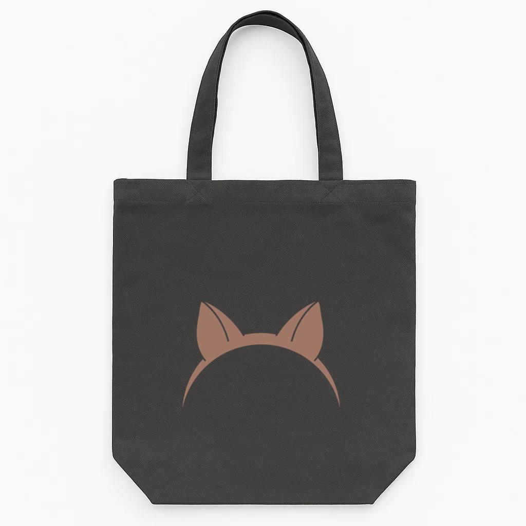Brown Cat Ear Icon Tote Canvas Bag