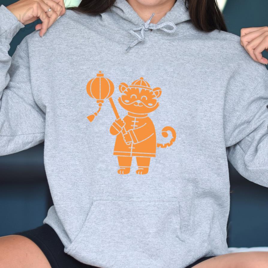 Cartoon Cat Holding A Lantern Hoodie