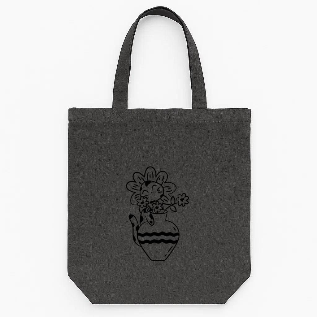 Cat As A Cheerful Flower Tote Canvas Bag