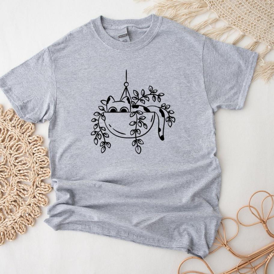 Cat Peeking From Hanging Planter T-Shirt