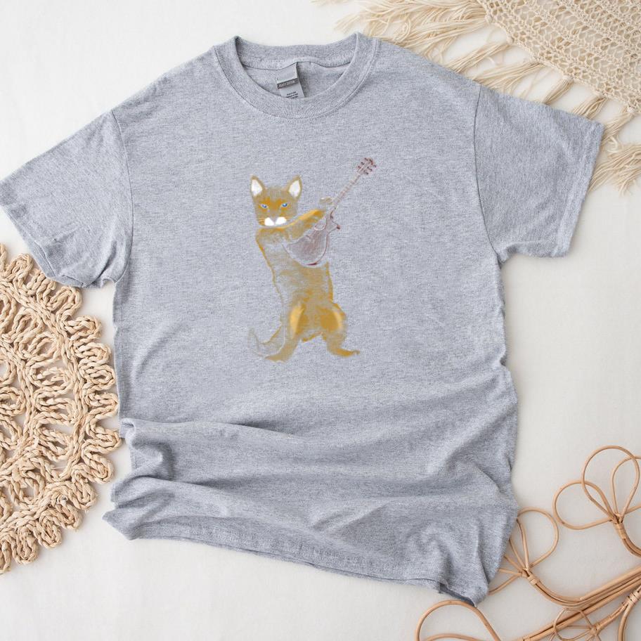 Cat Playing Acoustic Guitar Musician T-Shirt