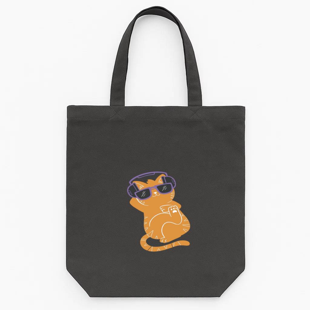 Cat Wearing Headphones And Listening To Music Tote Canvas Bag