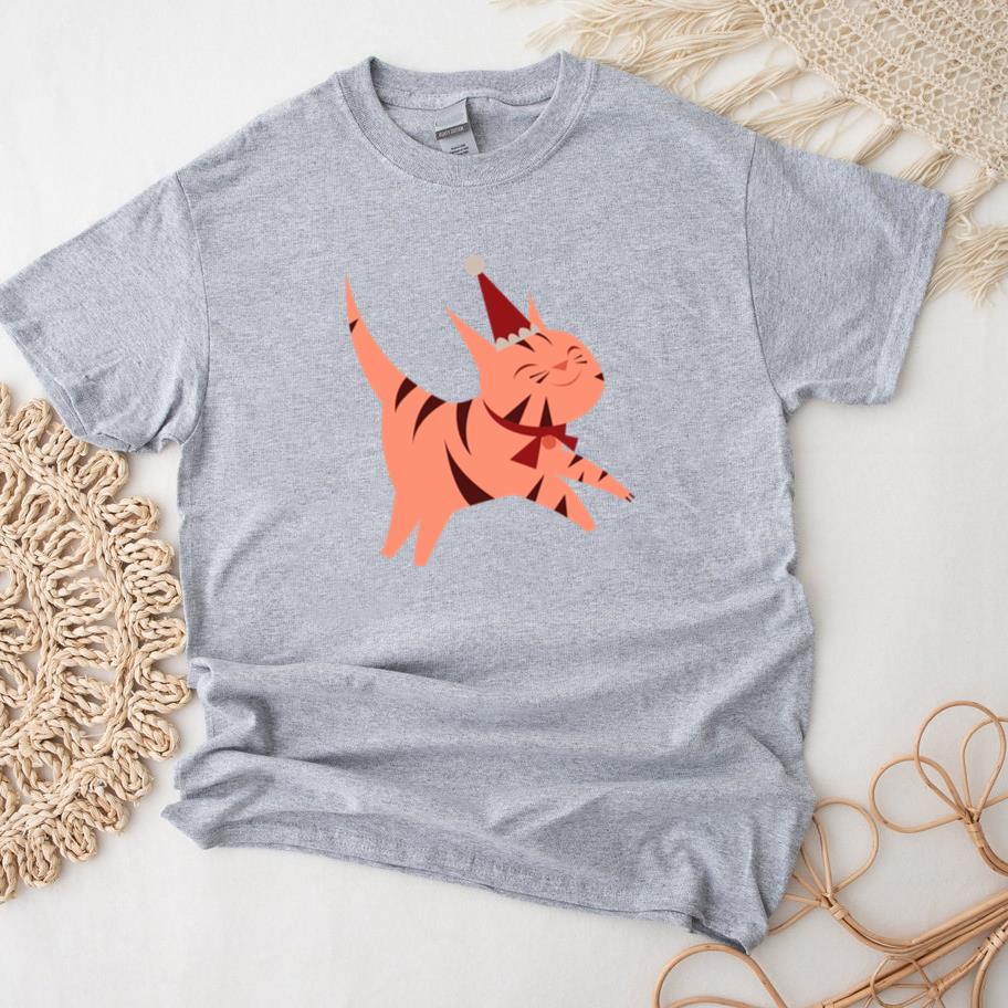 Christmas Cat Flat T-Shirt