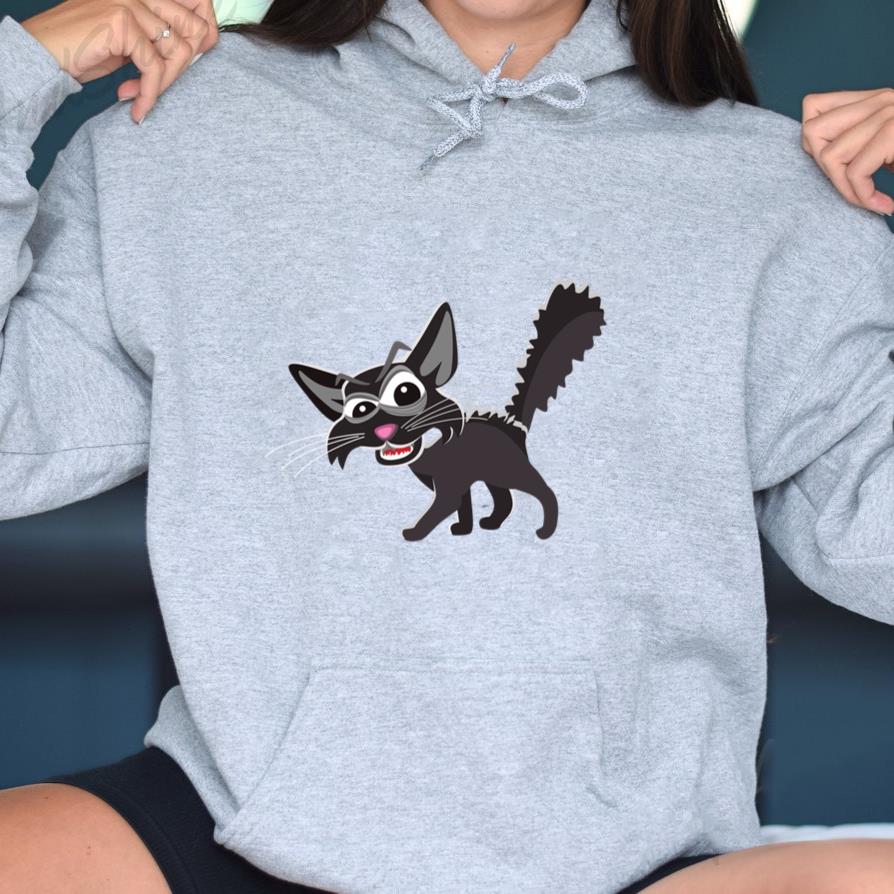 Creepy Halloween Cat Illustration Hoodie
