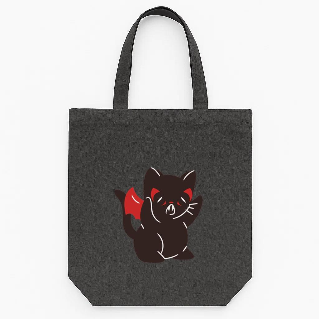 Cute Angry Black Cat With Red Wings Tote Canvas Bag