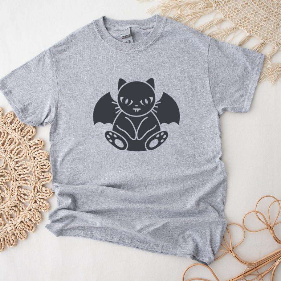 Cute Black And White Bat Cat T-Shirt