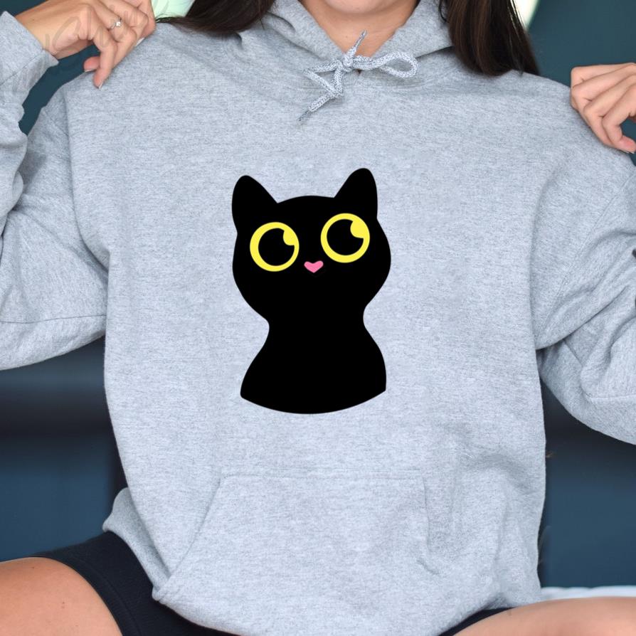 Cute Black Cat Cartoon Hoodie