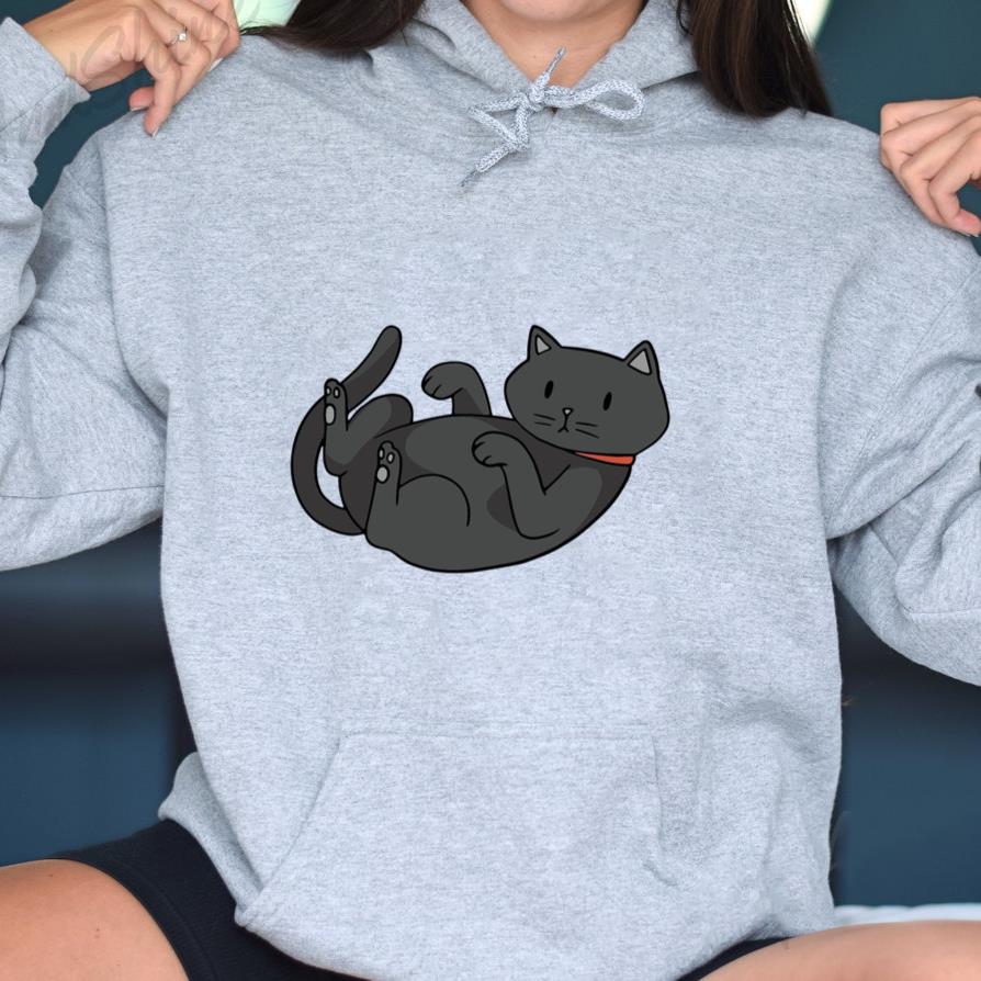 Cute Black Cat On Its Back Hoodie