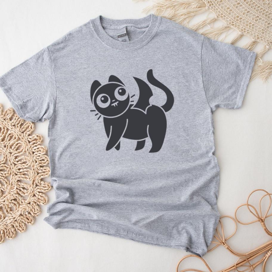 Cute Black Cat With Bat Wings Character T-Shirt