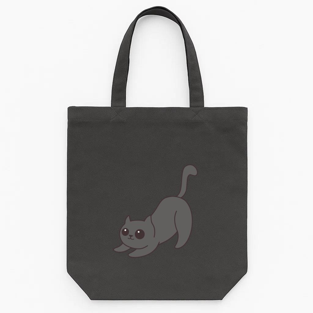 Cute Crouching Cat Tote Canvas Bag