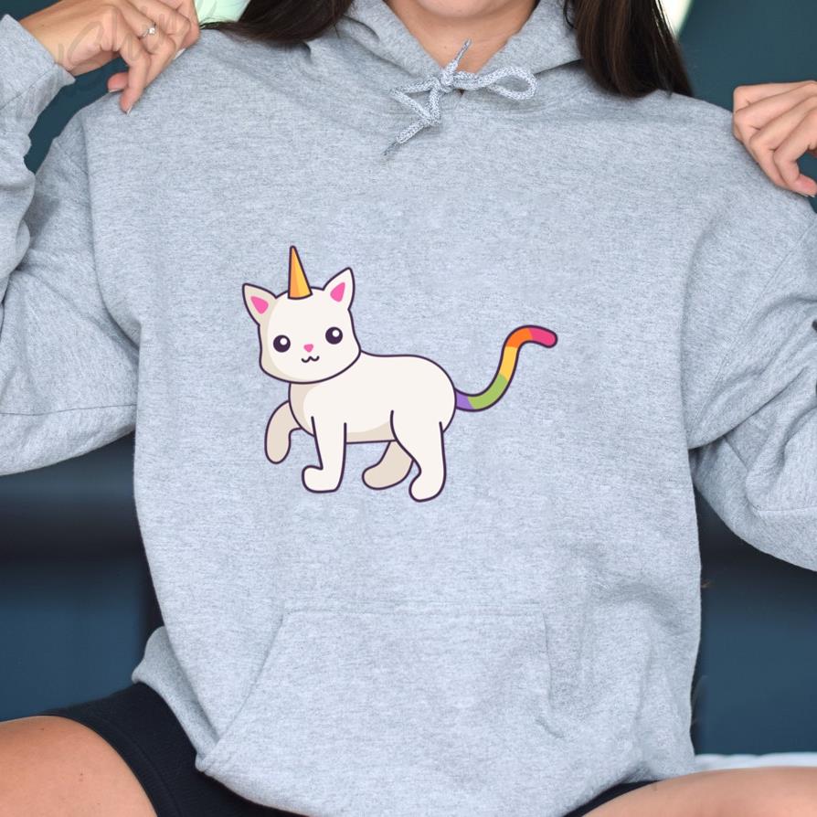 Cute Unicorn Cat Cartoon Hoodie