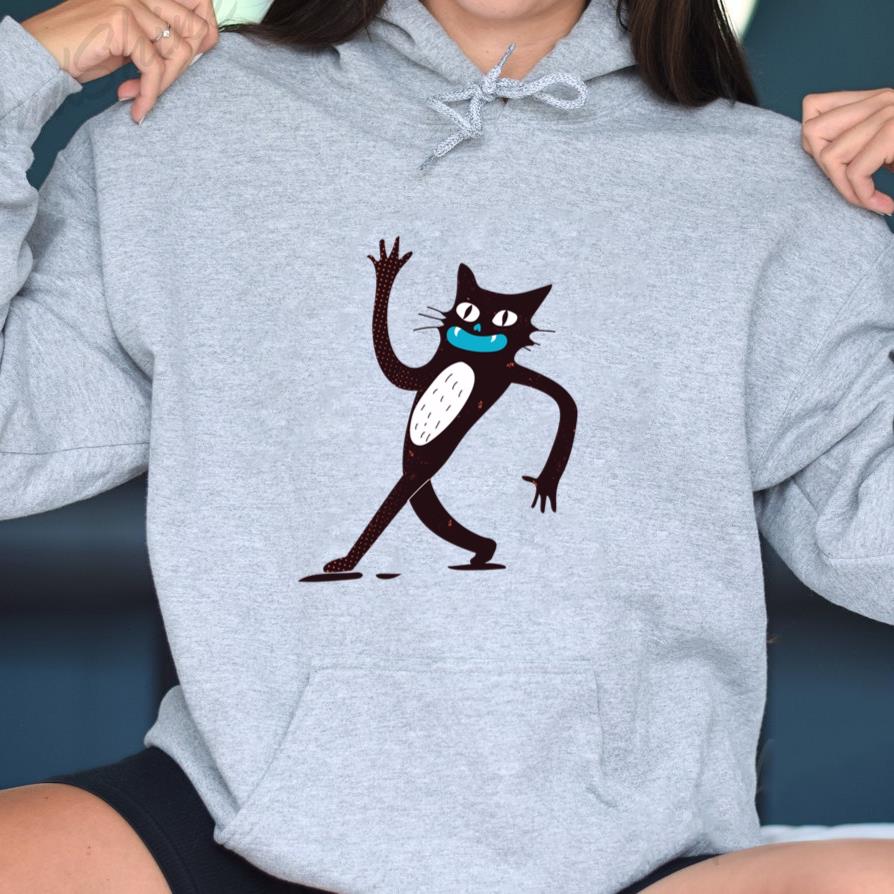 Funny Walking Cat Character Hoodie