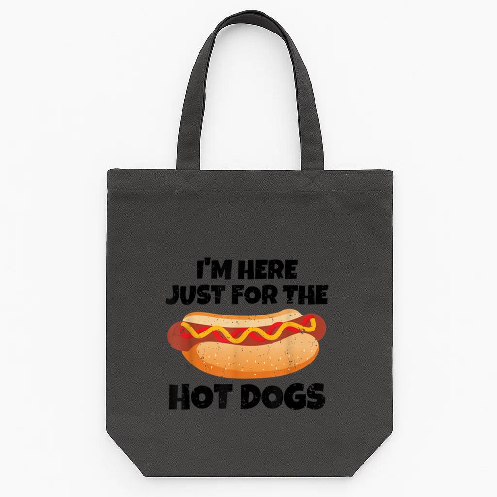 Im Just Here For The Hot Dogs Funny Summer Tote Canvas Bag