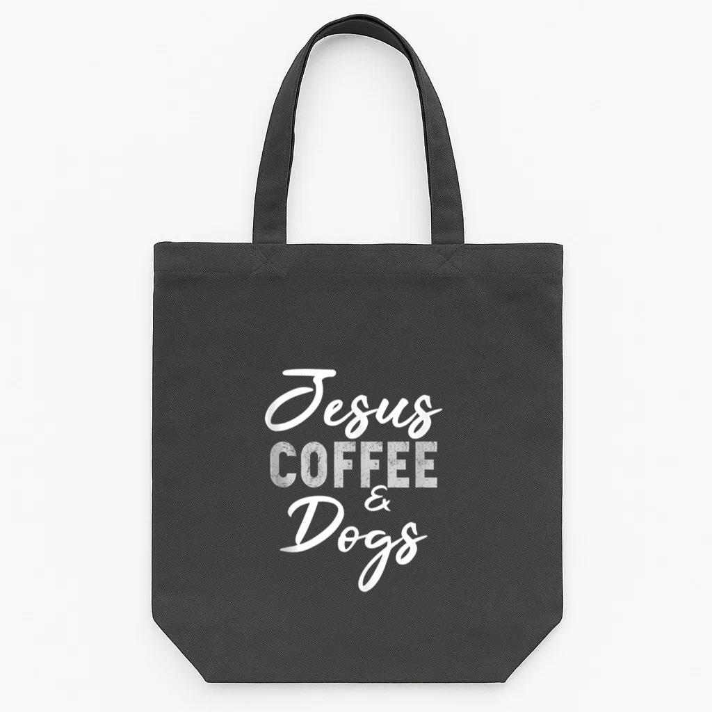 Jesus Coffee And Dogs Tote Canvas Bag