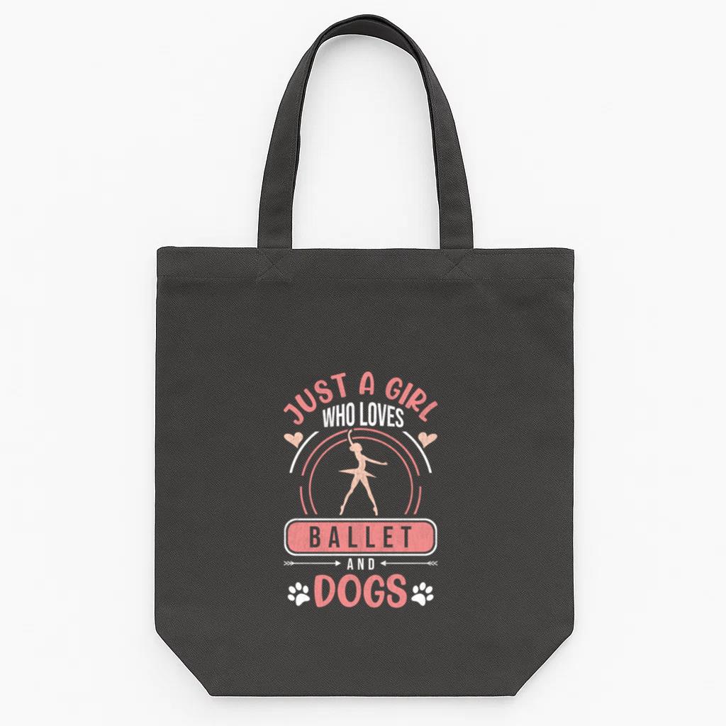 Just A Girl Who Loves Ballet And Dogs Tote Canvas Bag