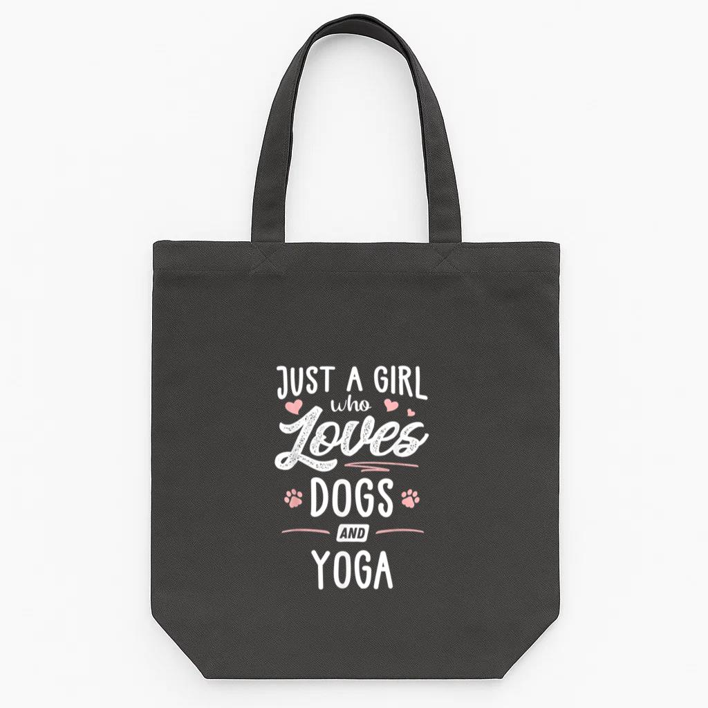 Just A Girl Who Loves Dogs And Yoga Tote Canvas Bag
