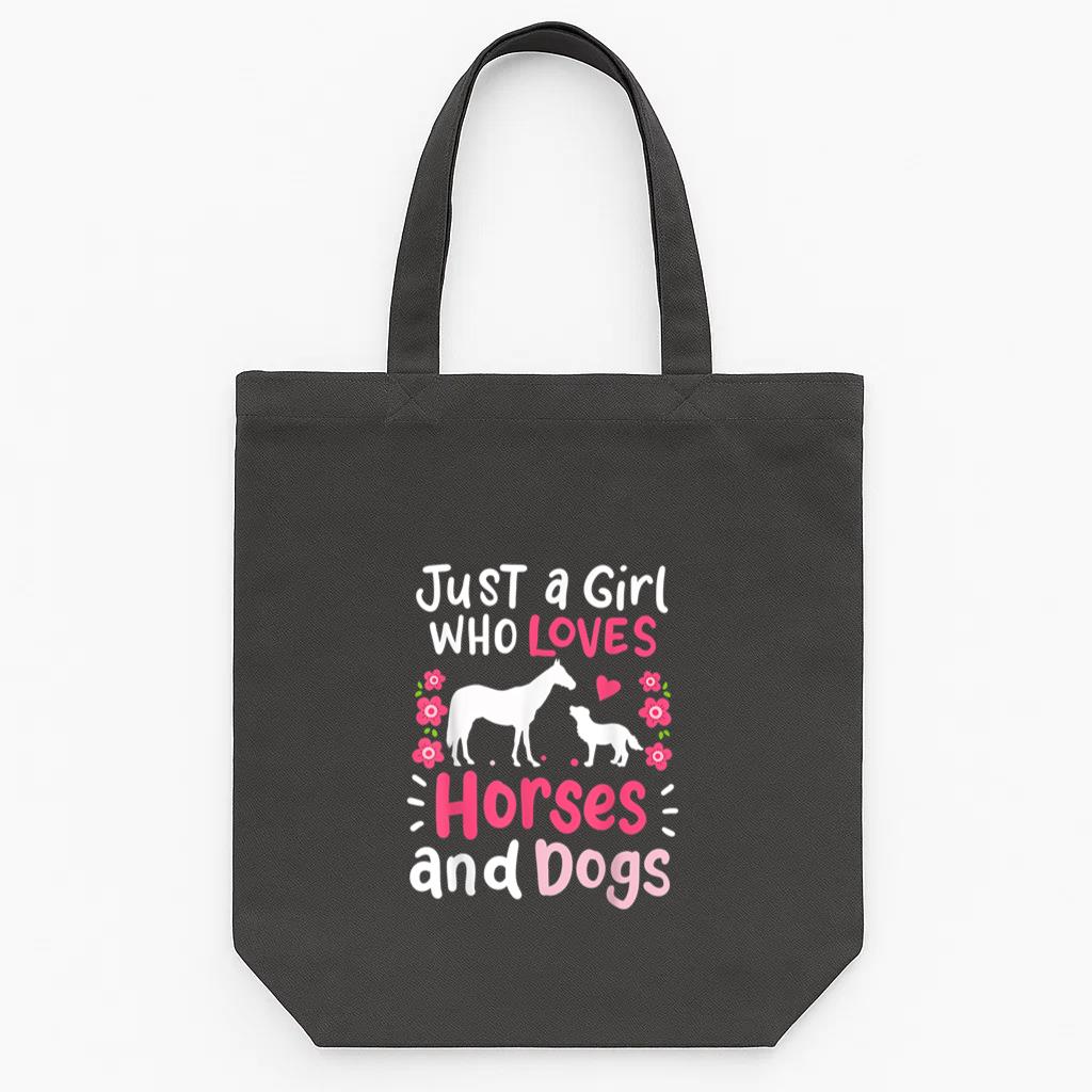 Just A Girl Who Loves Horses And Dogs Tote Canvas Bag