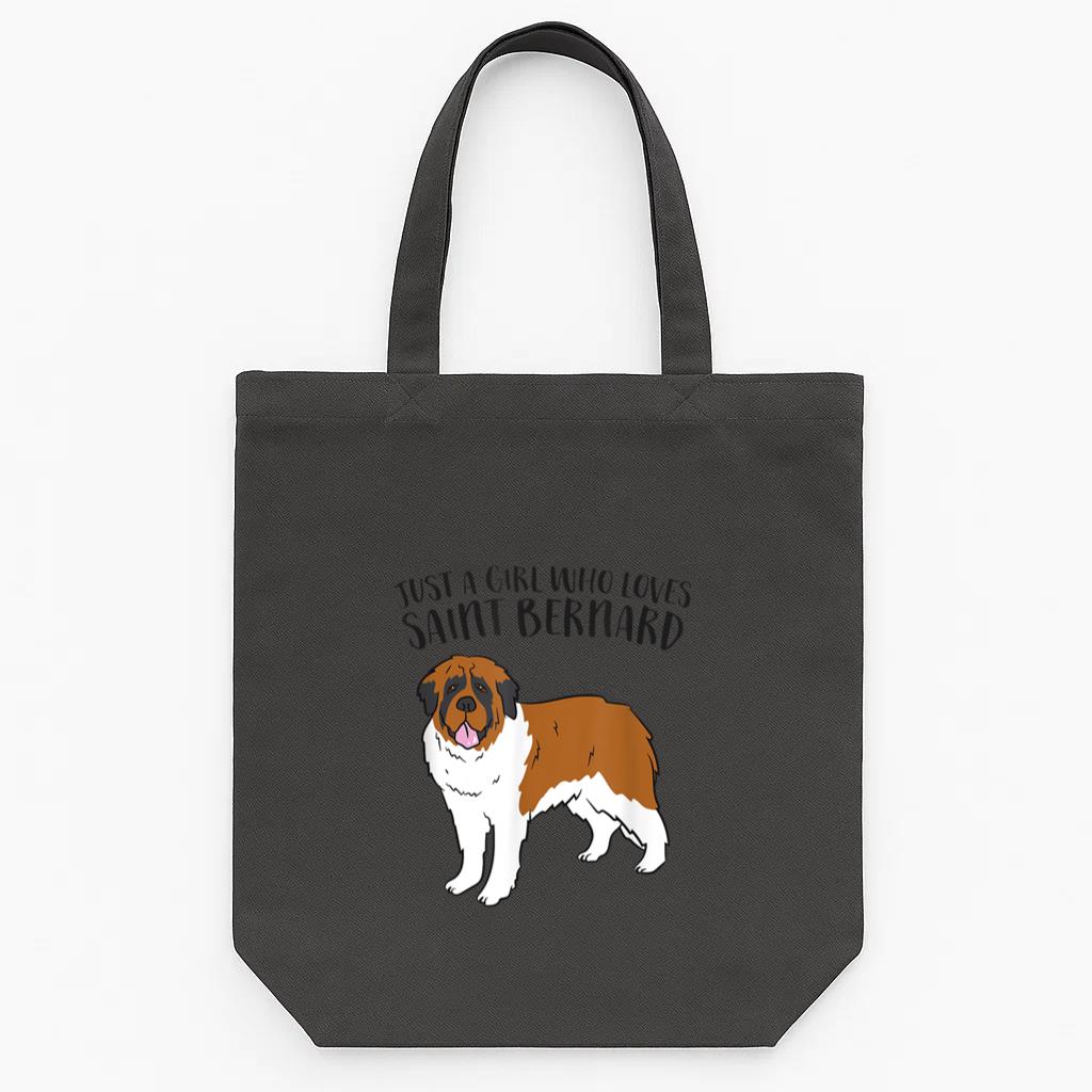 Just A Girl Who Loves Saint Bernard Dog Tote Canvas Bag