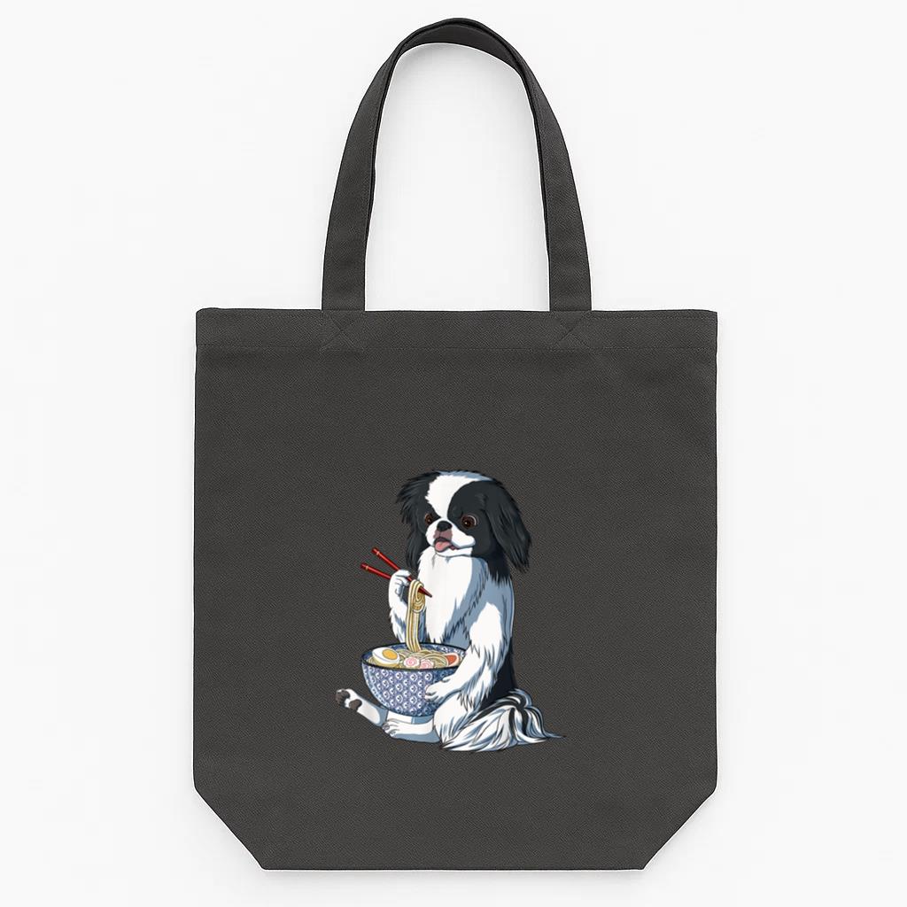 Kawaii Dog Eats Ramen Noodles Tote Canvas Bag