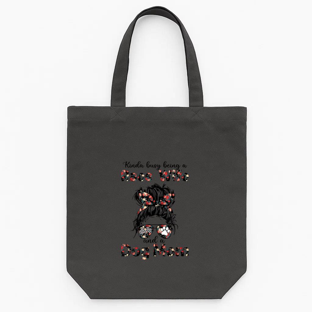 Kinda Busy Being Race Wife And Dog Mom Tote Canvas Bag
