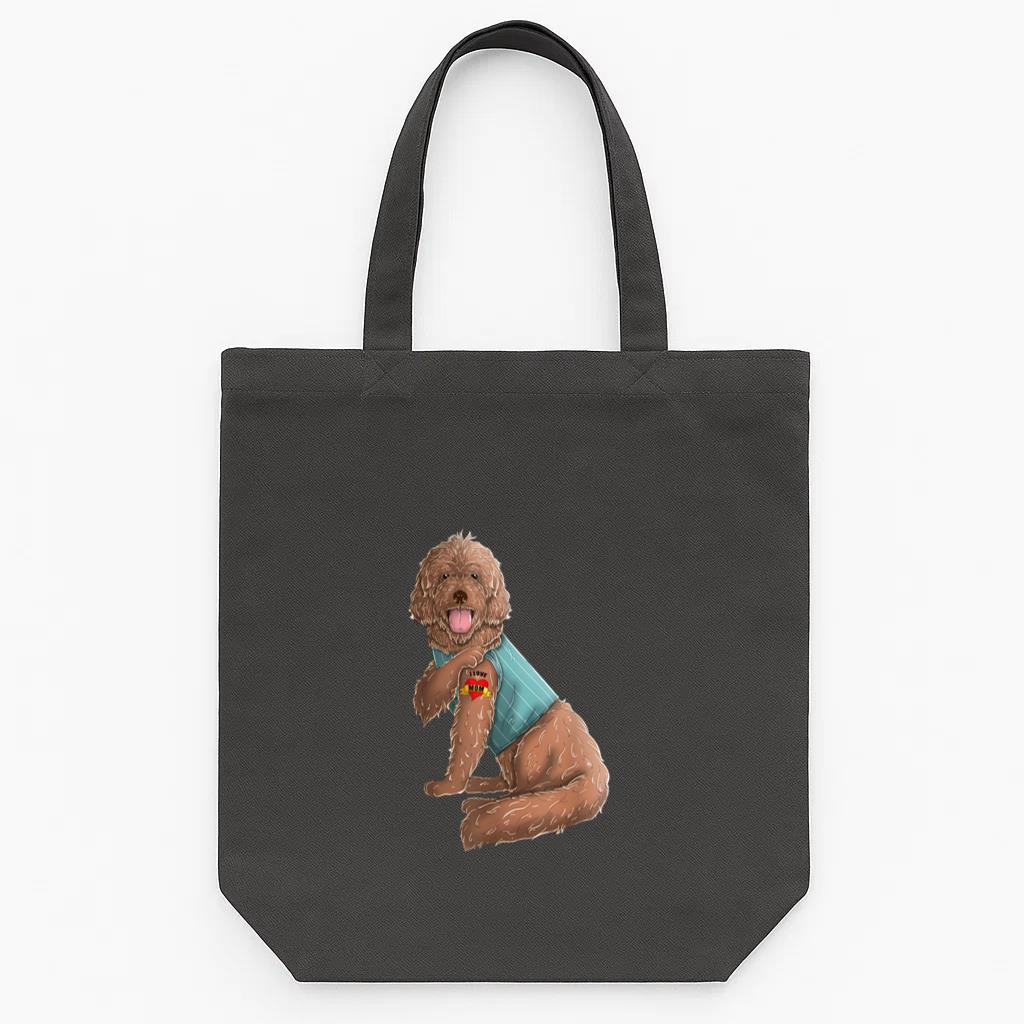 Labradoodle I Love Mom Tattoo Dog Tote Canvas Bag