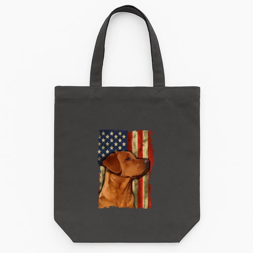 Labrador Retriever US Flag Dog Tote Canvas Bag