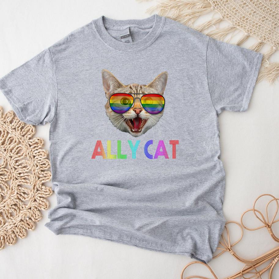 LGBTQ Ally Cat Gay Rainbow Flag T-Shirt