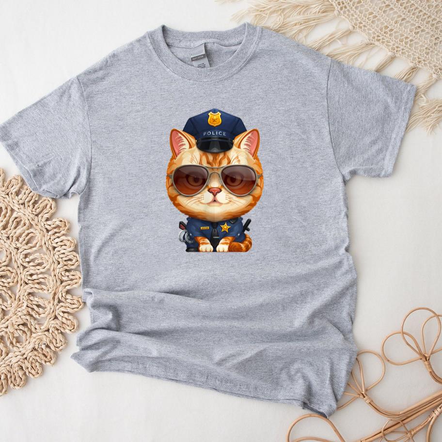 Orange Tabby Cat Police T-Shirt