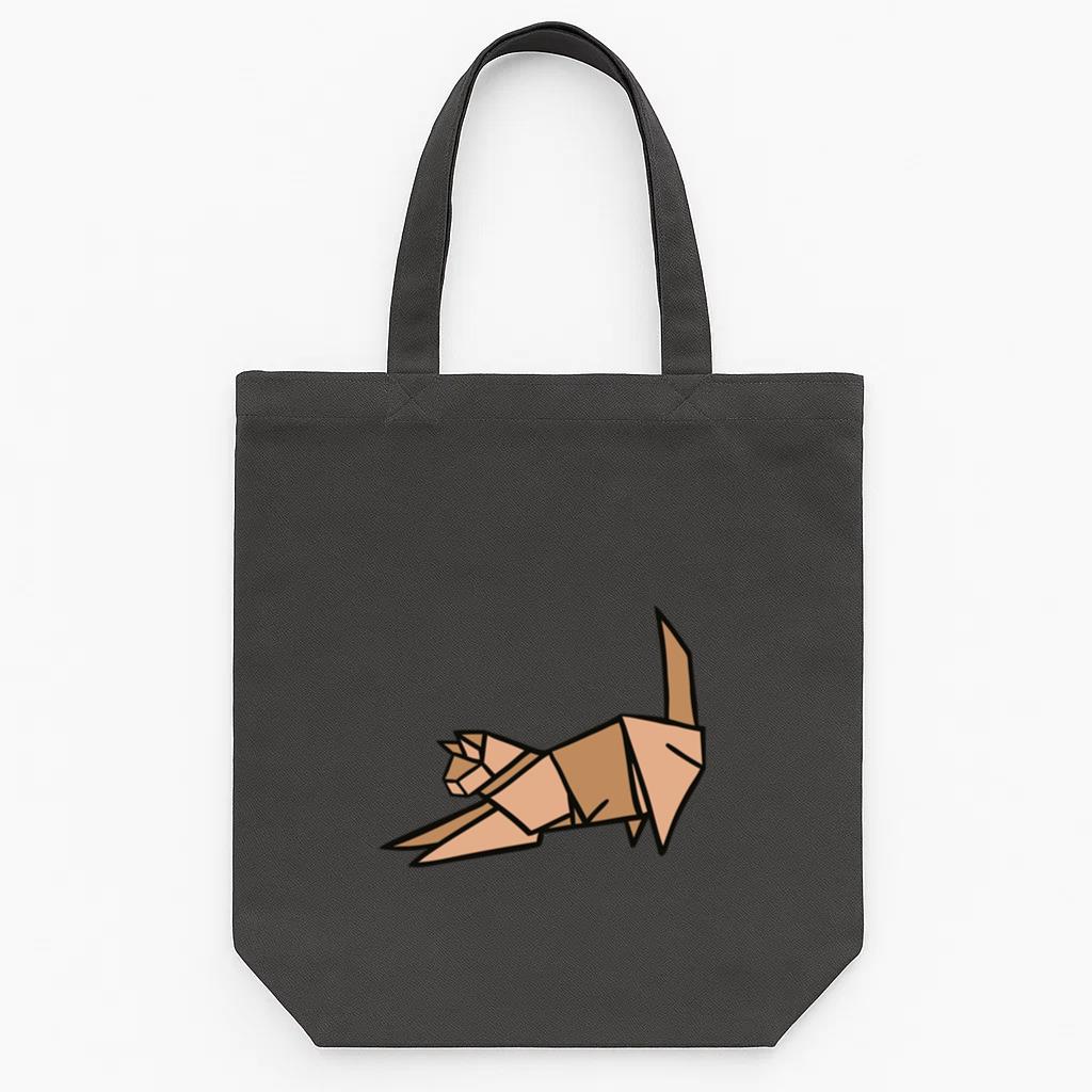 Origami Cat Illustration Tote Canvas Bag