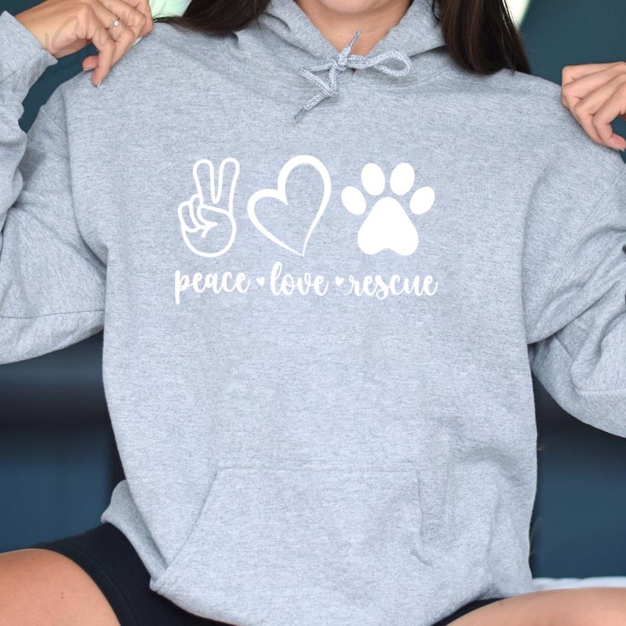 Peace Love Rescue Animal Cat Hoodie