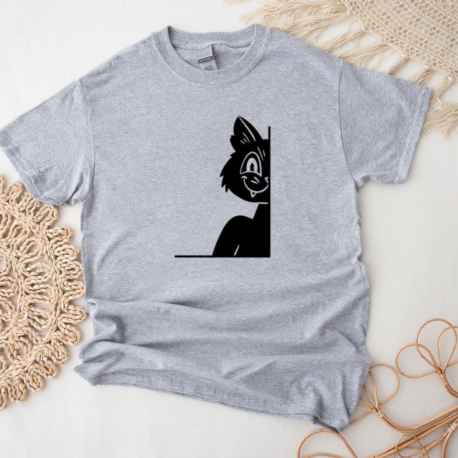 Playful Cat Peeking Design T-Shirt