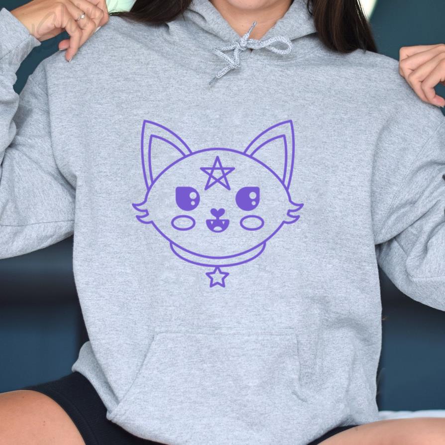 Purple Cat With A Star On Its Head Hoodie