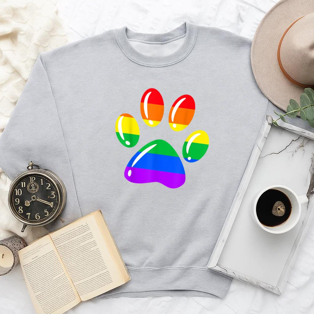 Rainbow Paw Print Dog Paw LGBT Pride Sweatshirt