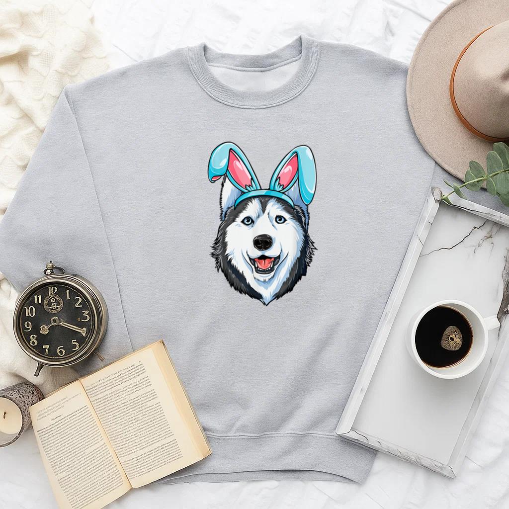 Siberian Husky Easter Bunny Boys Girls Kids Men Women Dog Sweatshirt