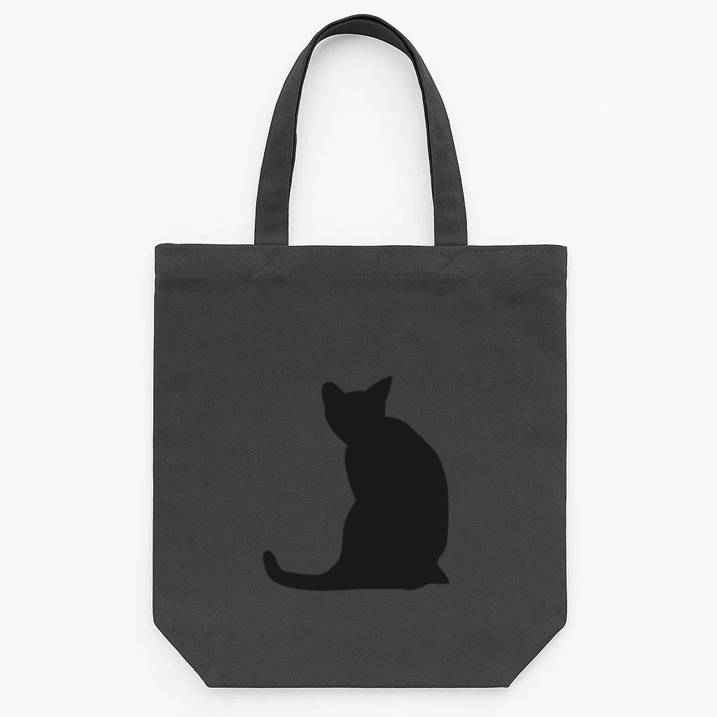 Silhouette Of Cat Sitting Tote Canvas Bag