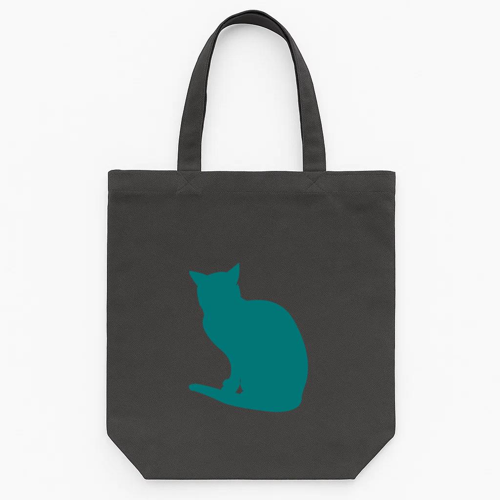 Sitting Cat Silhouette Tote Canvas Bag