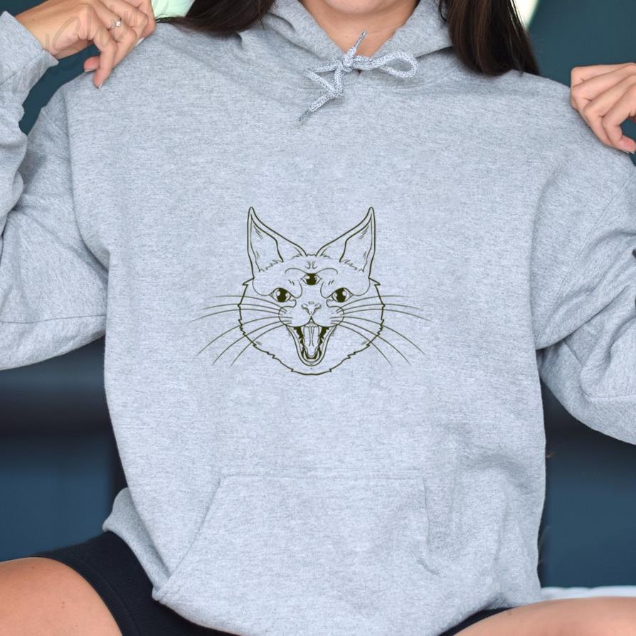 Third Eye Cat Filled Stroke Witchy Hoodie