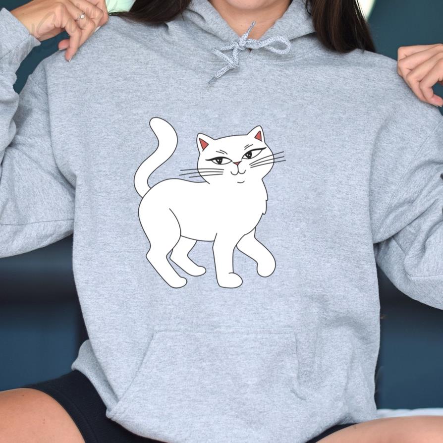 White Cat Is Standing Hoodie