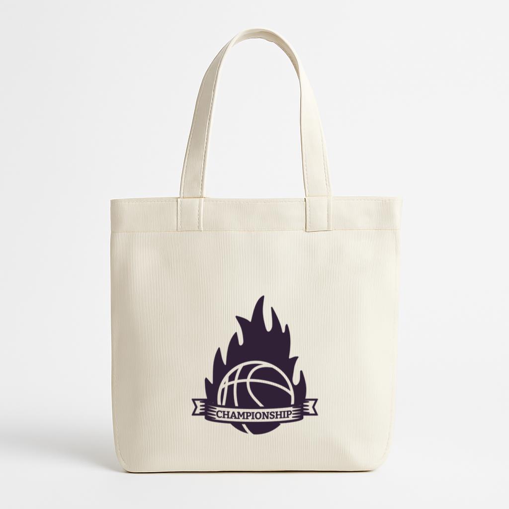 Championship Flame Fire Ball Badge Canvas Tote Bag