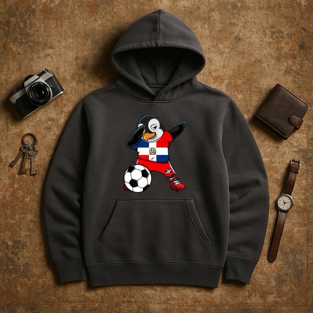 Dab Penguin Dominican Republic Soccer Hoodie