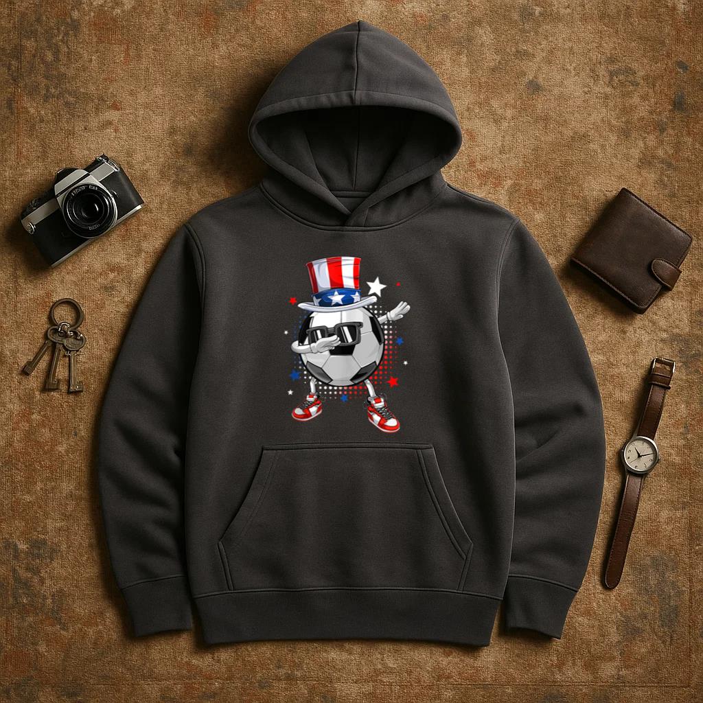 Dabbing Soccer USA American Flag Hoodie