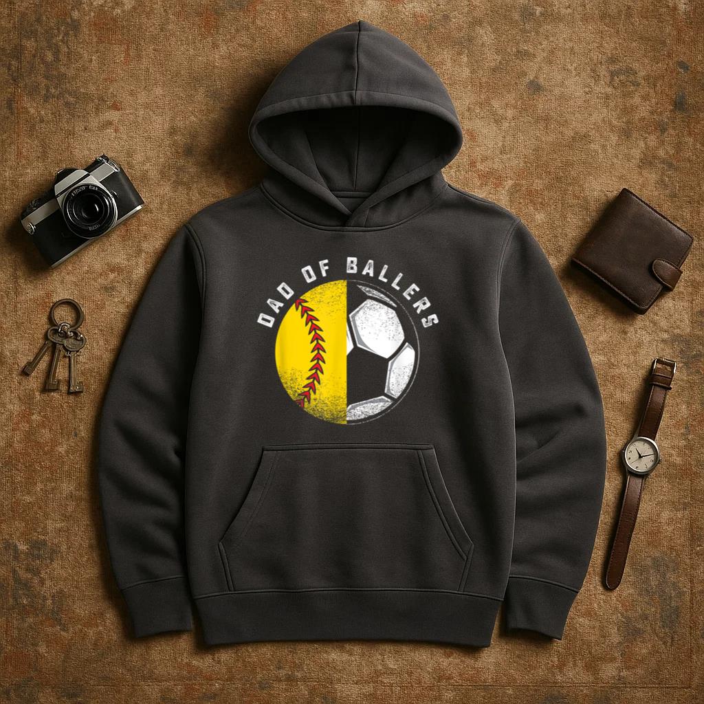 Dad Of Ballers Father Son Softball Soccer Hoodie