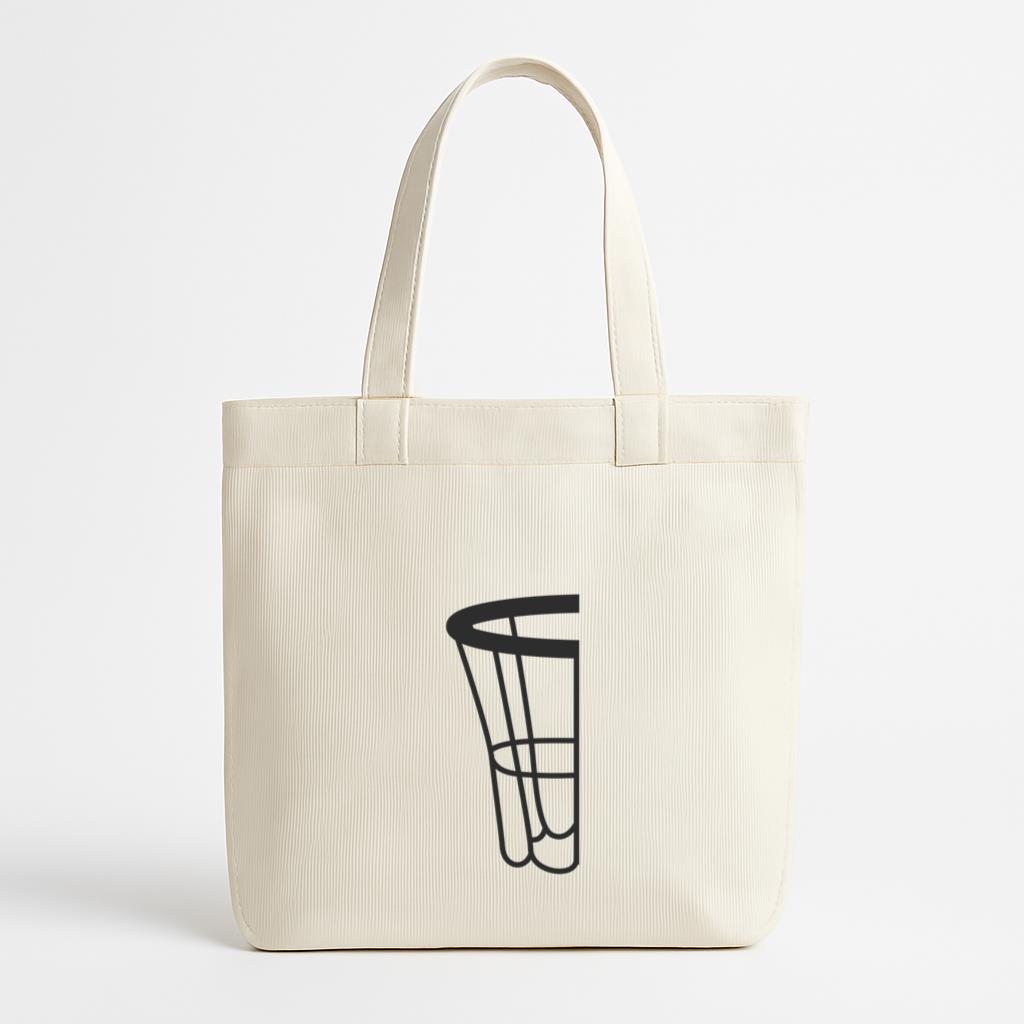 Half Basketball Basket Cut Out Canvas Tote Bag