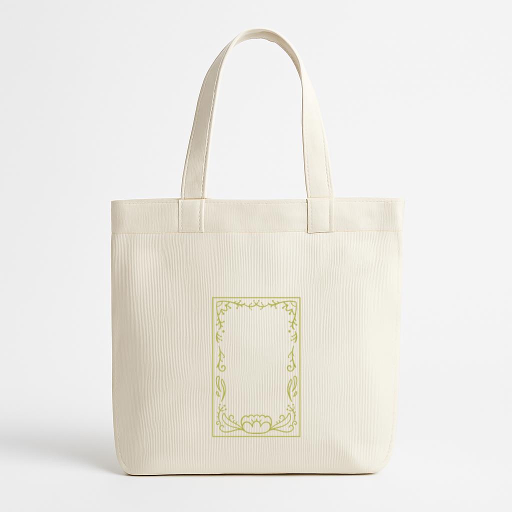 Rectangle Frame Floral Decorations Canvas Tote Bag