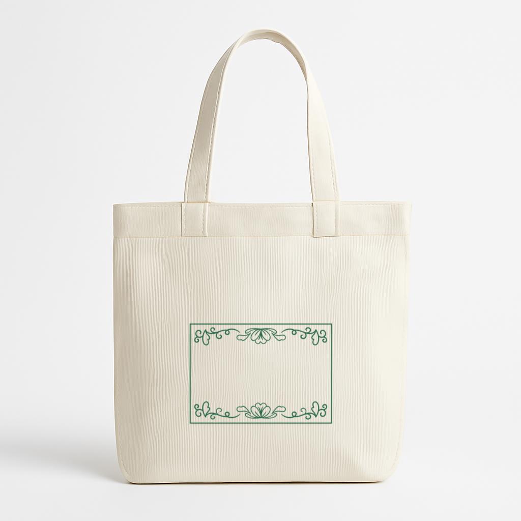 Rectangle With Flower Decorations Canvas Tote Bag