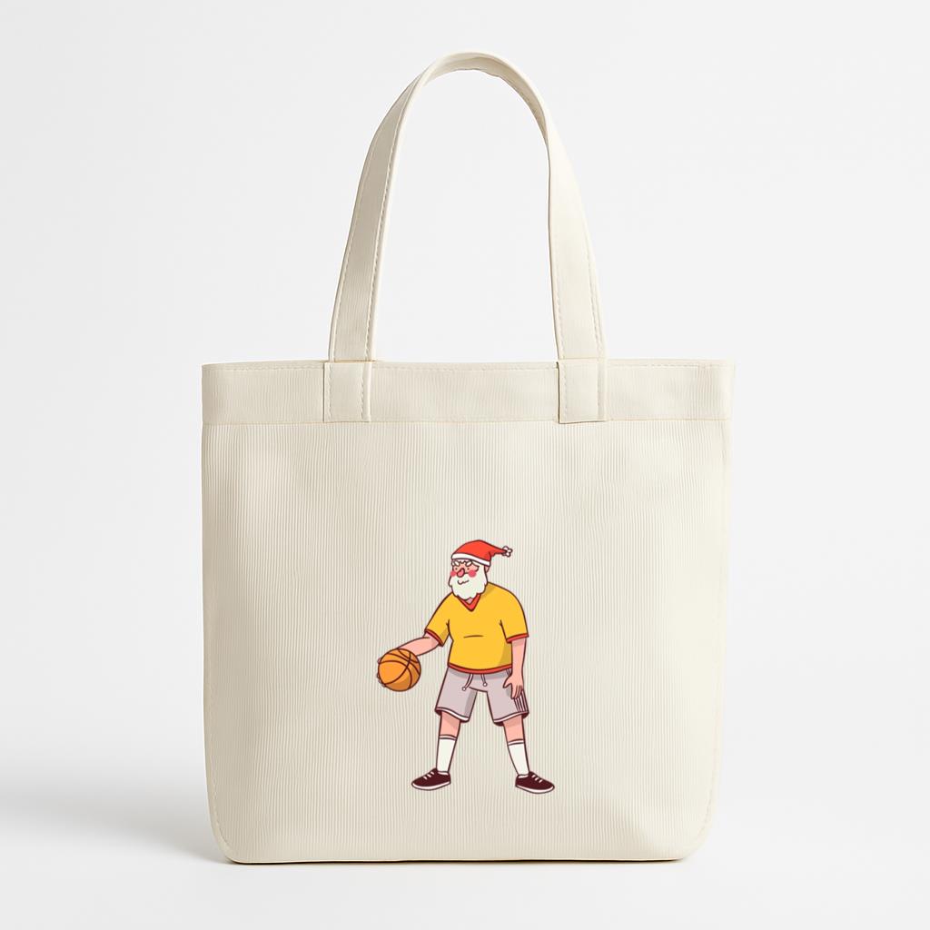 Santa Claus Sportsman Ball Flat Canvas Tote Bag