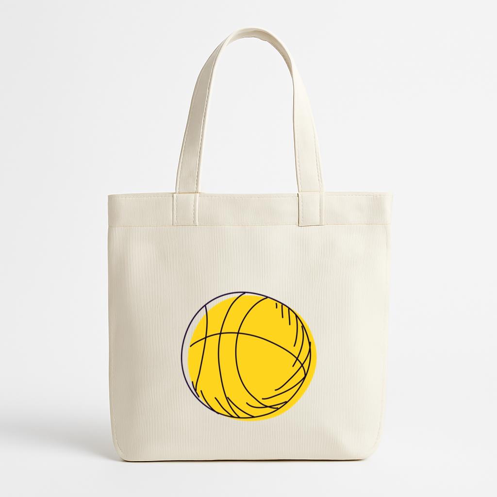 Yellow Basket Ball Hand Drawn Canvas Tote Bag